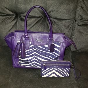 Coach candace legacy carryall zebra set